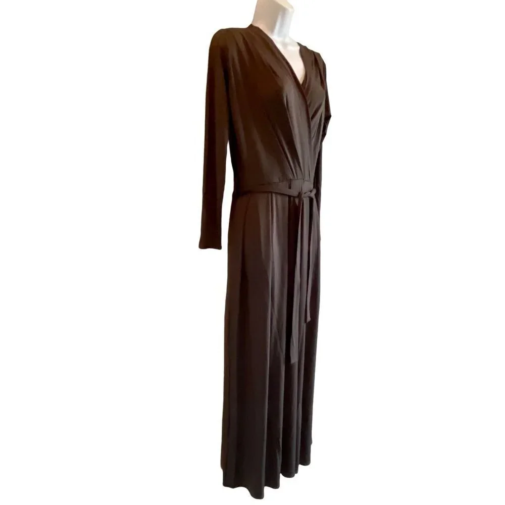 Yiduoduo Maxi Grey Dress Long Sleeves with Belt Size Small